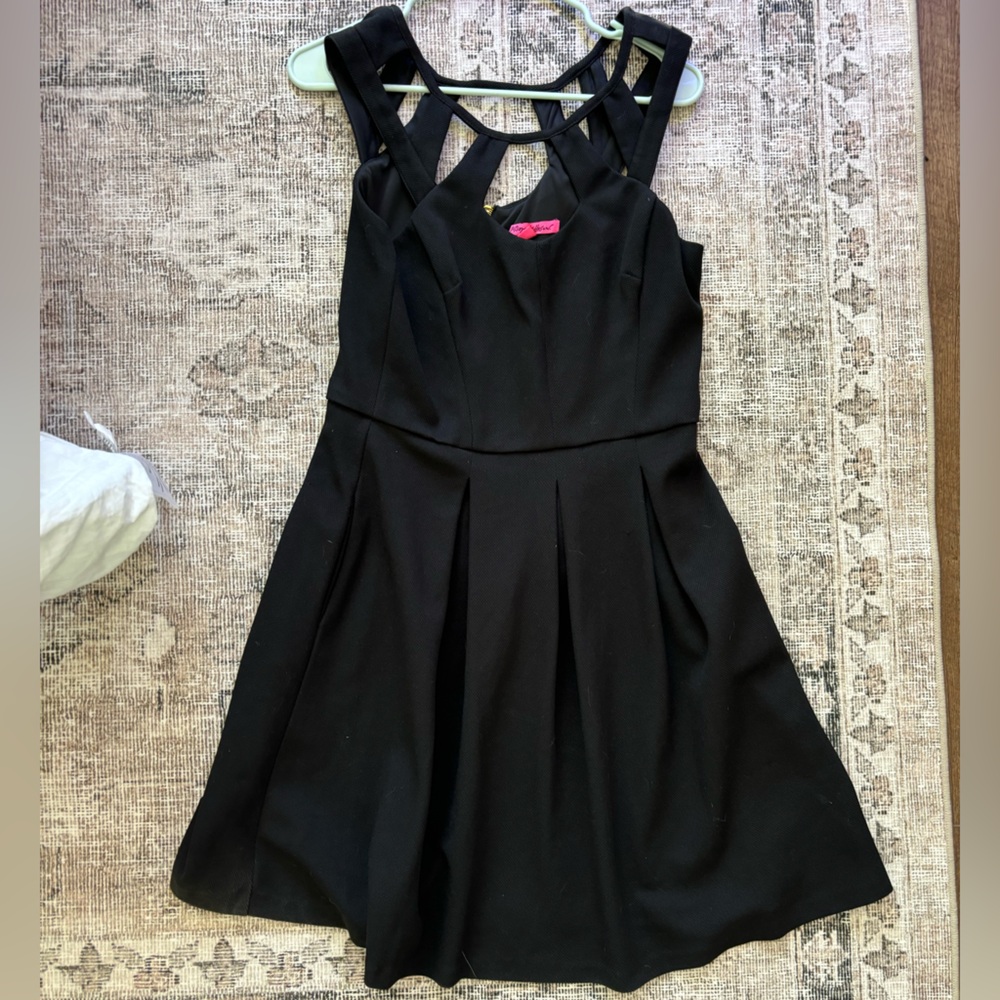 Betsey Johnson Black Dress with Gold Zipper